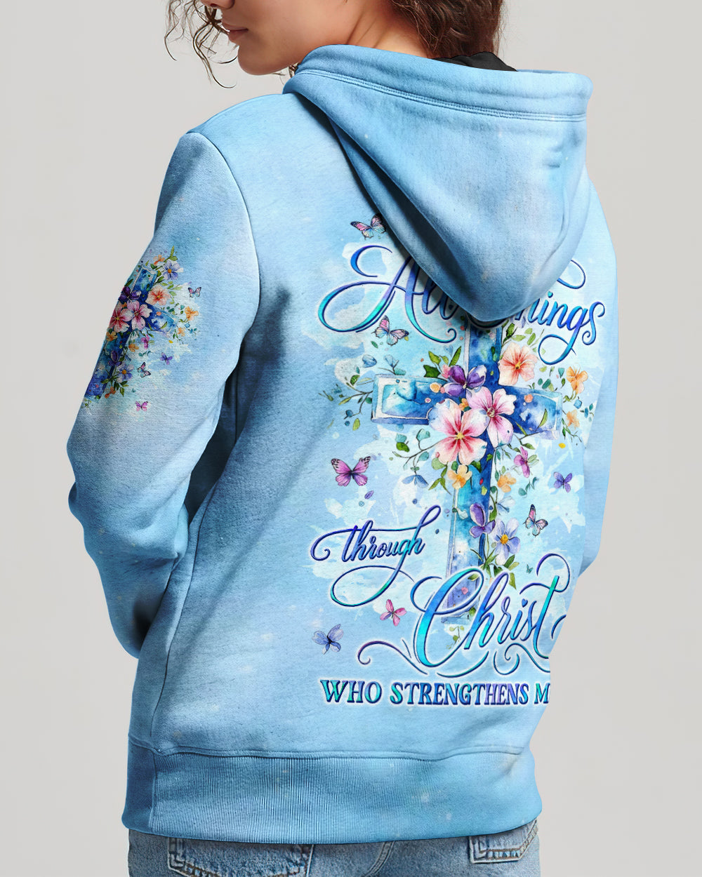 I Can Do All Things Cross Flowers Women's All Over Print Shirt - Tyln1606262