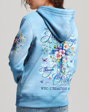 I Can Do All Things Cross Flowers Women's All Over Print Shirt - Tyln1606262