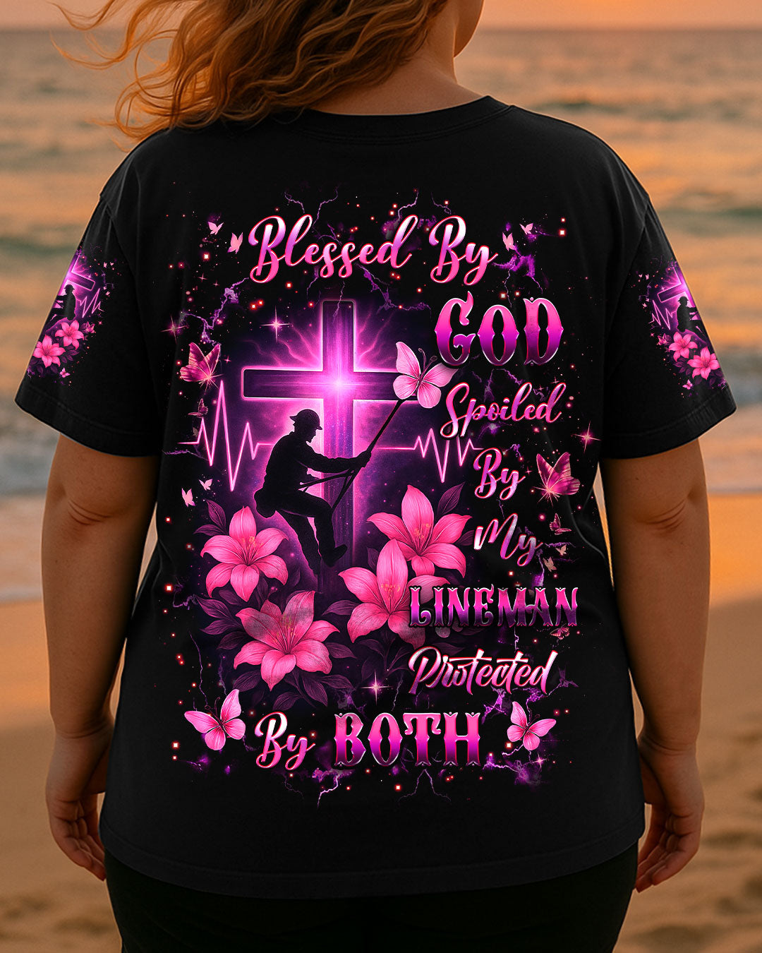 BLESSED BY GOD SPOILED BY MY LINEMAN ALL OVER PRINT - YHHG3107252