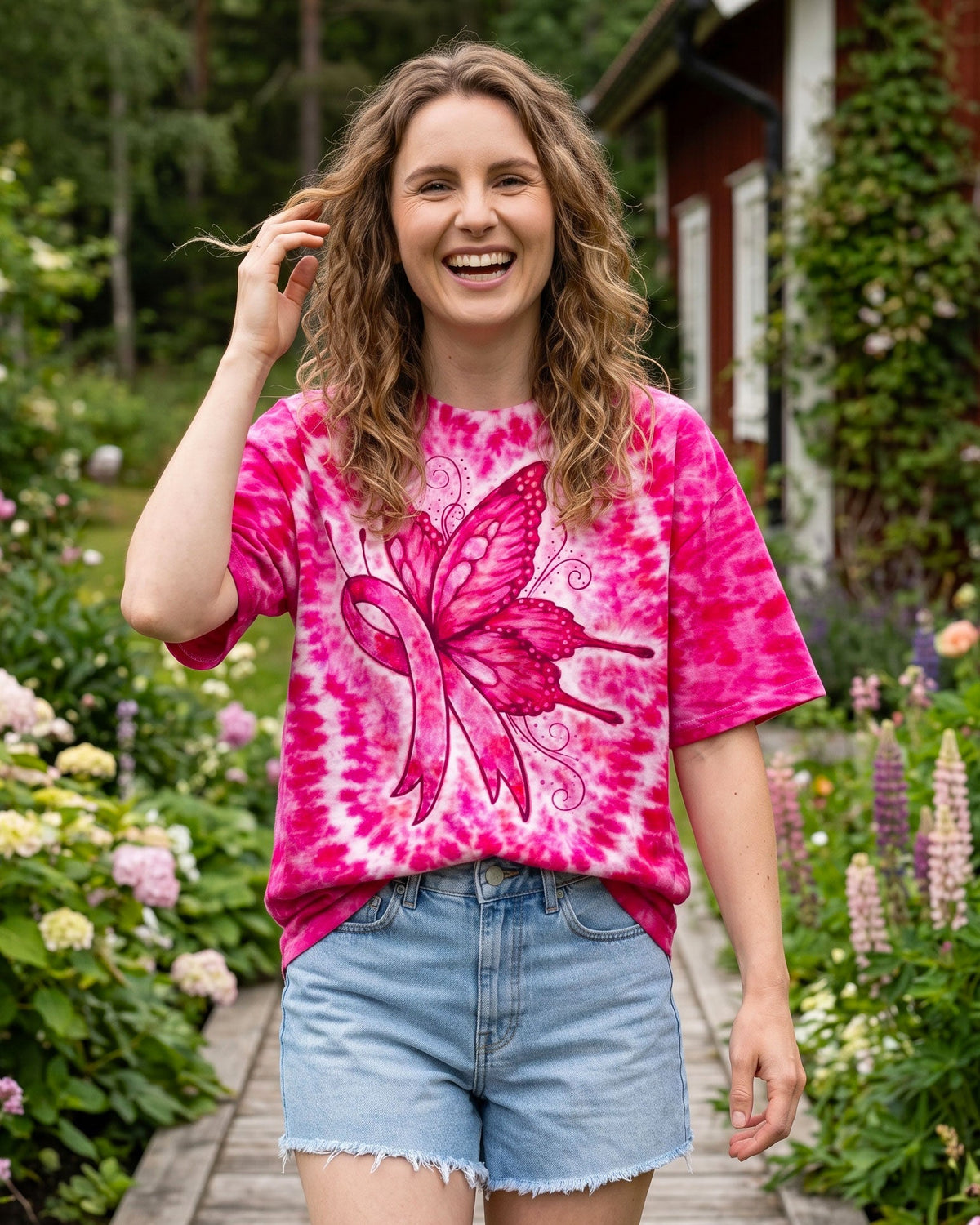 Hope For A Cure Butterfly Breast Cancer Awareness Women's All Over Print Shirt  - Tlno1706263