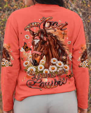 With God All Things Are Possible Horse Women's All Over Print Shirt   - Tlhg0207263
