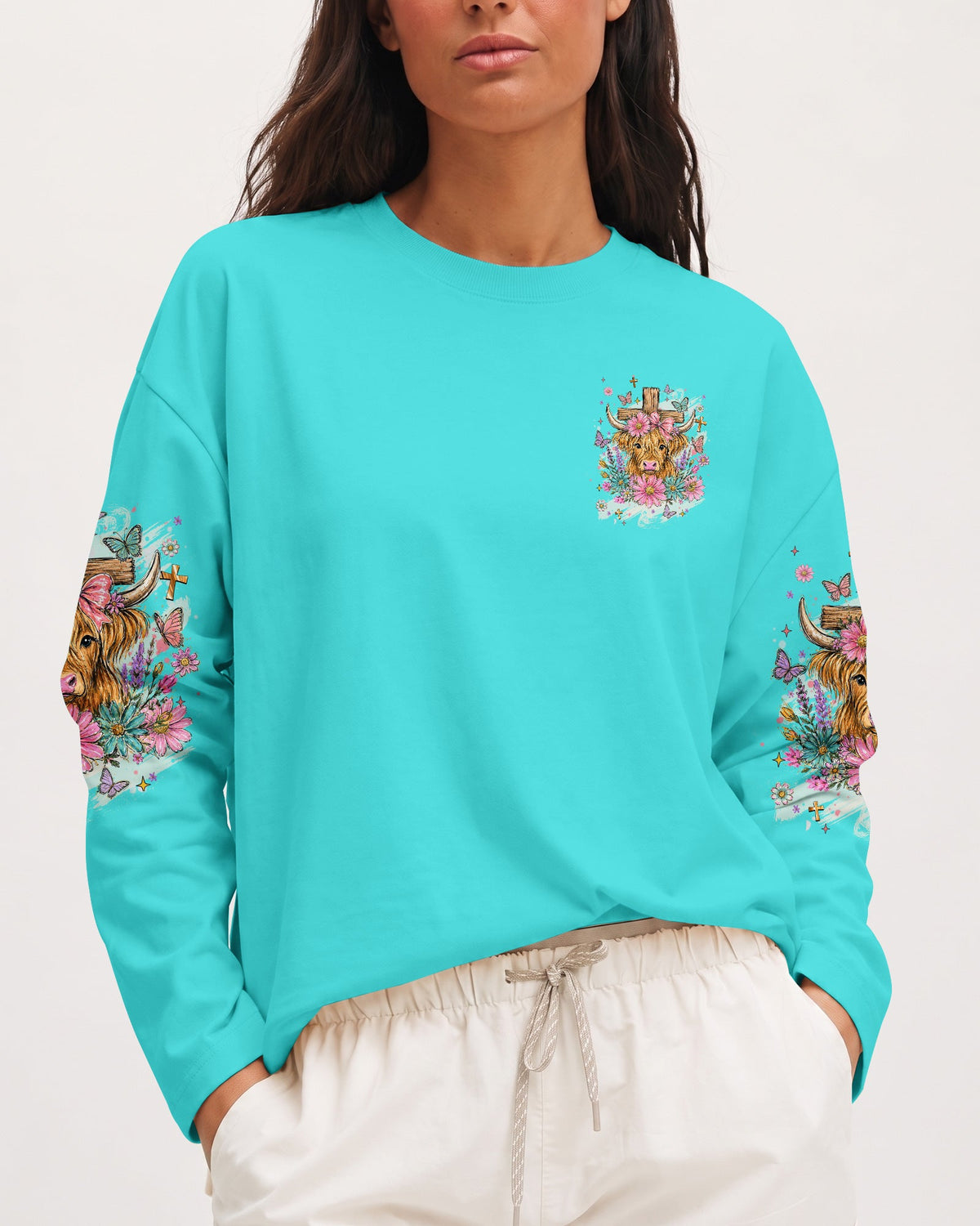 Blessed By God Highland Cow Women's All Over Print Shirt - Tlhn2807263