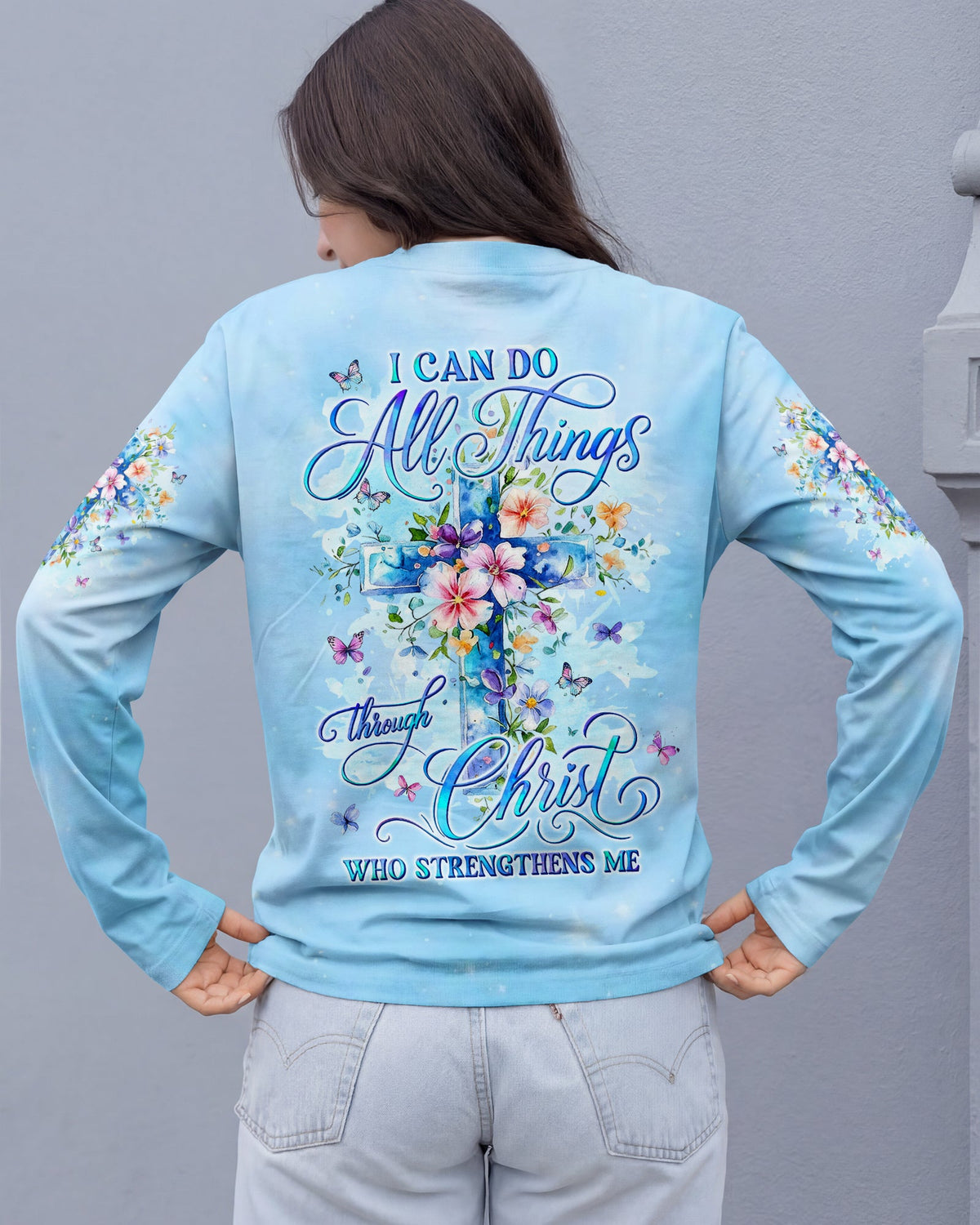 I Can Do All Things Cross Flowers Women's All Over Print Shirt - Tyln1606262