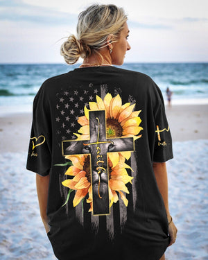 Faith Lion Cross Flag Women's All Over Print Shirt - Ri2406232