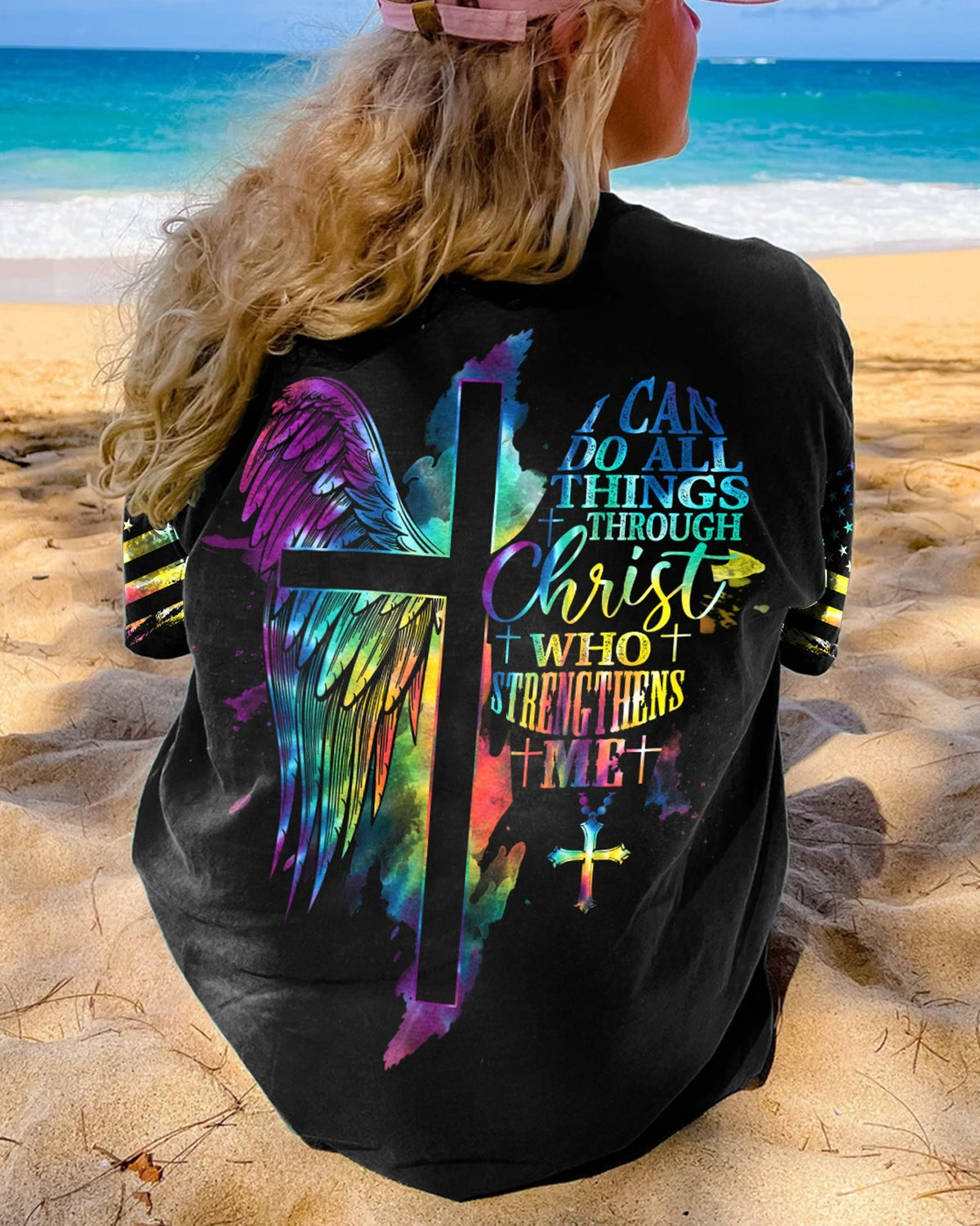 I Can Do All Things Through Christ Half Wings Colorful Women's All Over Print Shirt - Tlty2506234