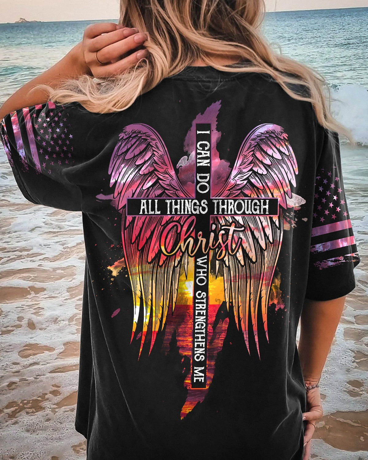 I Can Do All Things Through Christ Sunset Beach Women's All Over Print Shirt - Tlty2506231