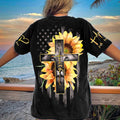 Faith Lion Cross Flag Women's All Over Print Shirt - Ri2406232