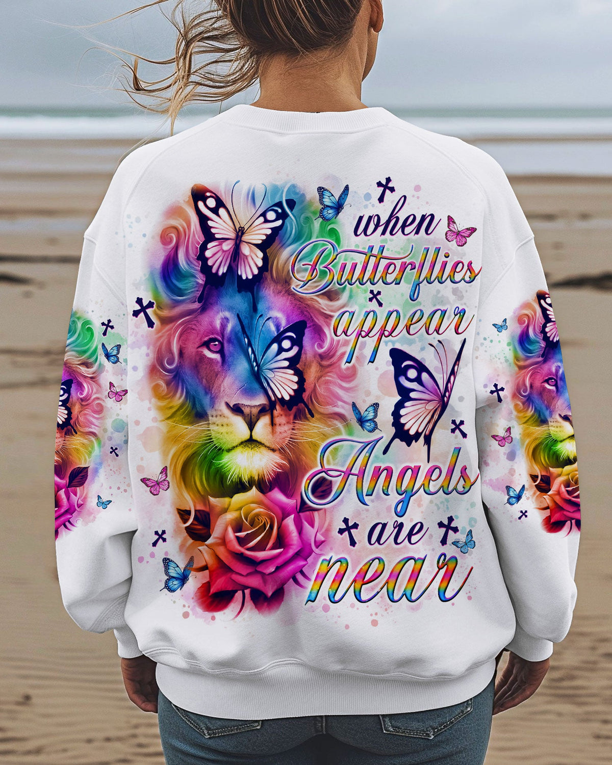 When Butterflies Appear Angels Are Near Lion Women's All Over Print Shirt - Tlno1902252