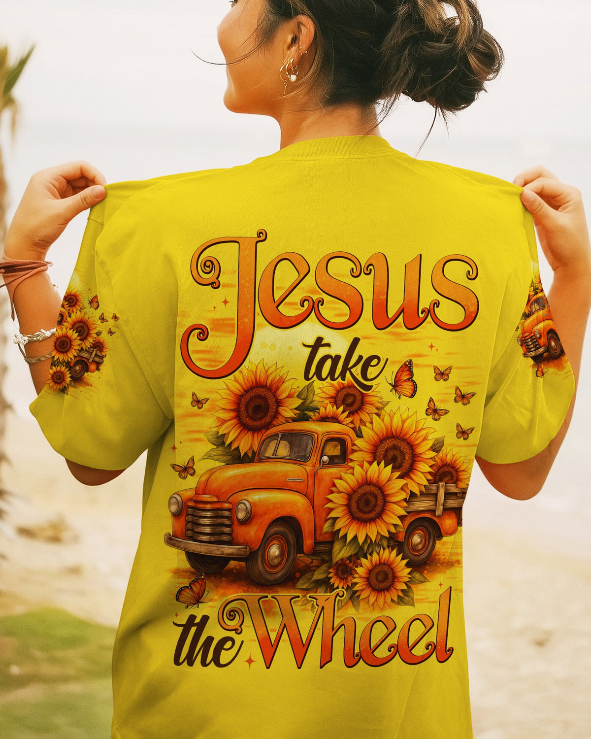 Jesus Take The Wheel Sunflower Women's All Over Print Shirt - Tytd2309252