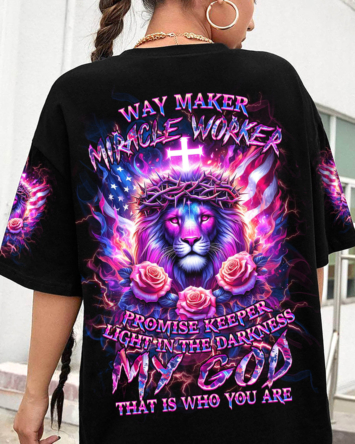 Way Maker Miracle Worker Cross Lion Women's All Over Print Shirt - Yhkd2205242