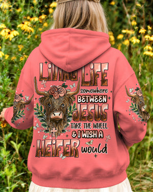Living Life Somewhere Between Jesus Cow Women's All Over Print Shirt - Tlnt0607261