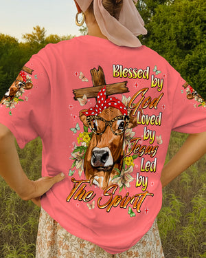 Blessed By God Highland  Cow Women's All Over Print Shirt - Tlnt0607264