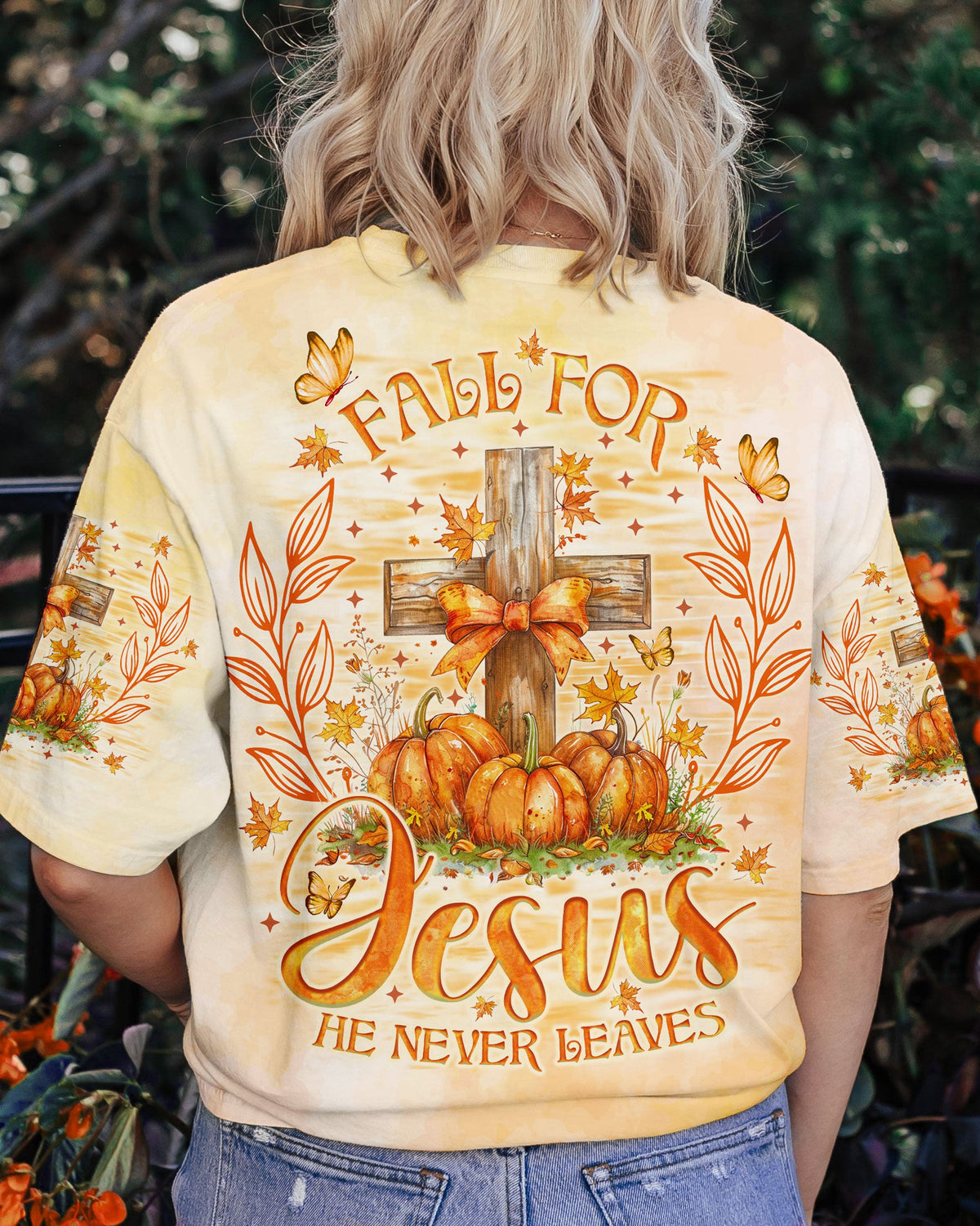 Fall For Jesus He Never Leaves Women's All Over Print Shirt - Tlno2507241