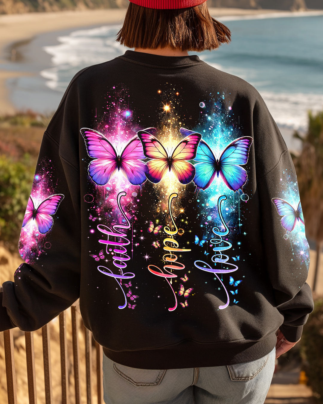 Faith Hope Love Butterflies Women's All Over Print Shirt - Tytm1802252