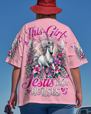 This Girl Runs On Jesus And Horses Women's All Over Print Shirt - Tytm1903251