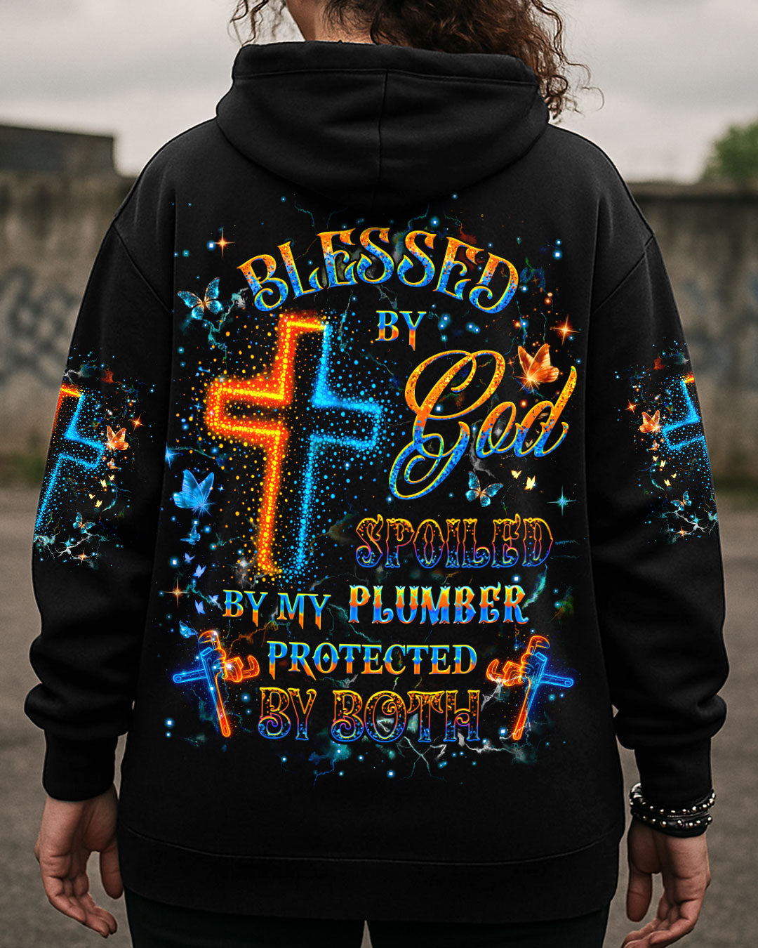 BLESSED BY GOD SPOILED BY MY PLUMBER ALL OVER PRINT - YHHG0108253