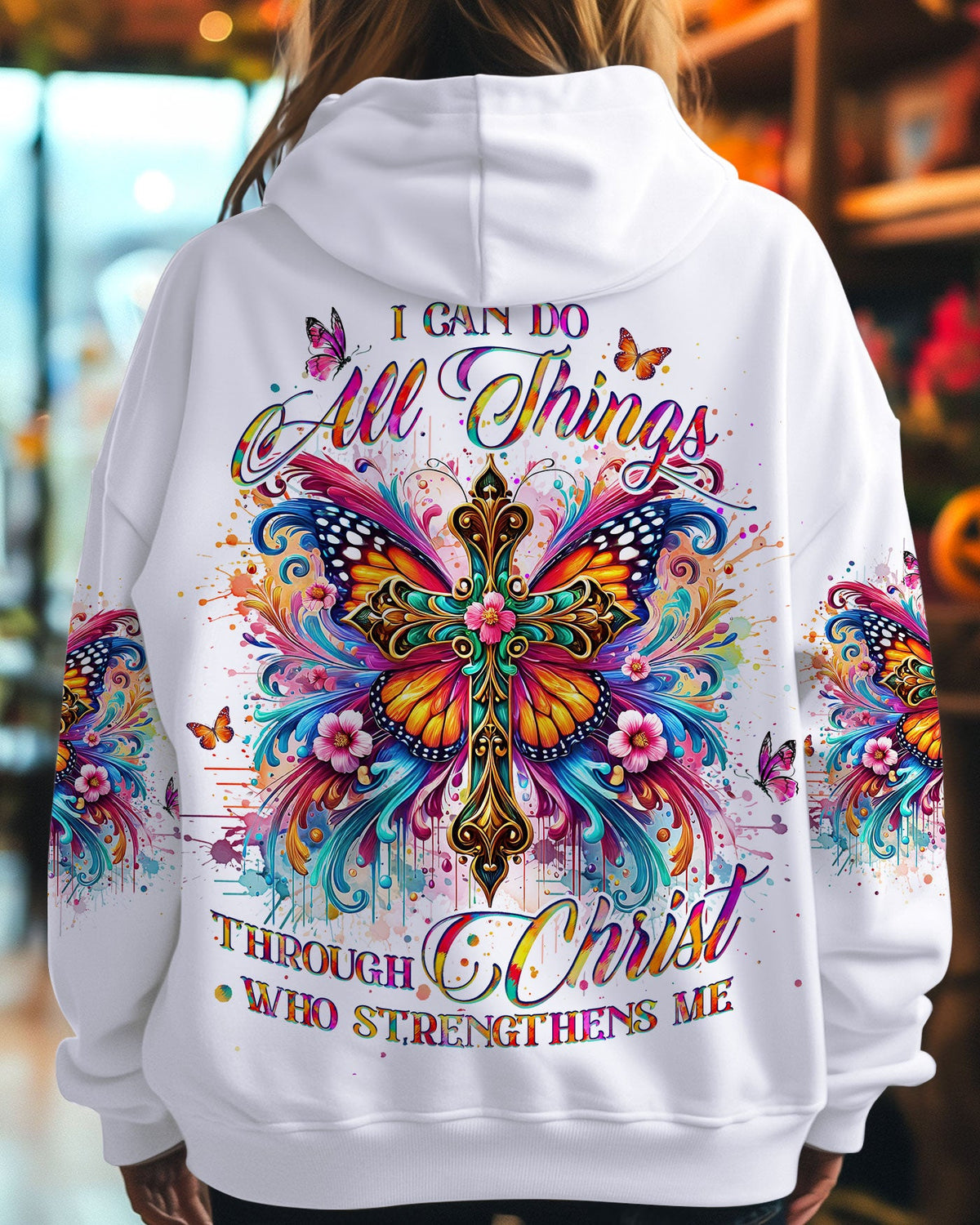 I Can Do All Things Cross Butterfly Women's All Over Print Shirt - Tlno2509243