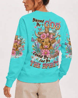 Blessed By God Highland Cow Women's All Over Print Shirt - Tlhn2807263