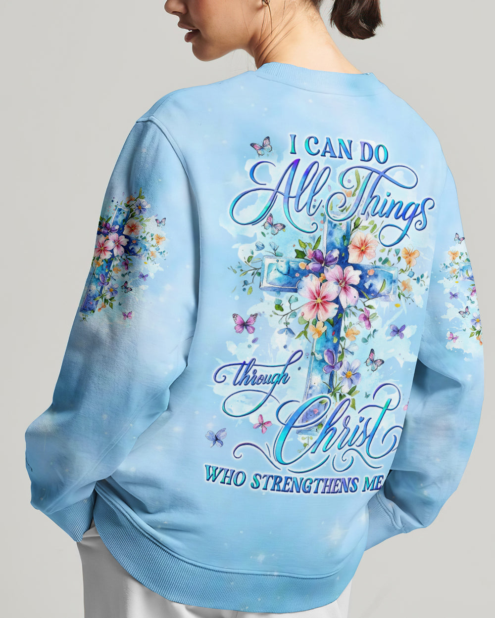 I Can Do All Things Cross Flowers Women's All Over Print Shirt - Tyln1606262