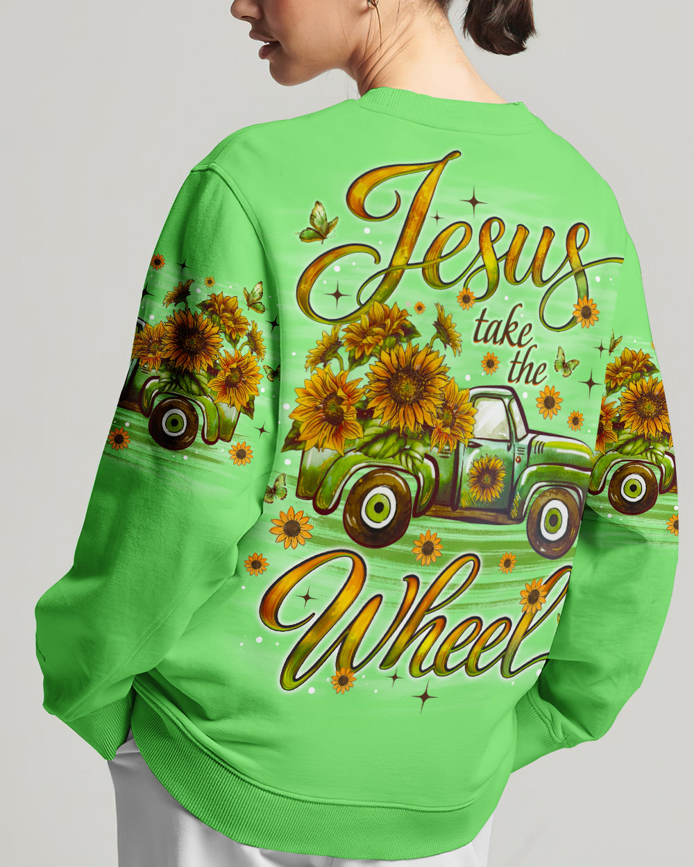 Jesus Take The Wheel Truck Sunflower  Women's All Over Print Shirt - Tlno1704261