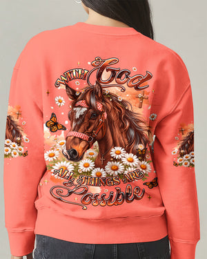 With God All Things Are Possible Horse Women's All Over Print Shirt   - Tlhg0207263