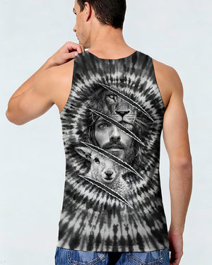 Strength And Sacrifice Lion Lamb Jesus Black & White Swirl  Men's All Over Print Shirt  - Tltw0502263