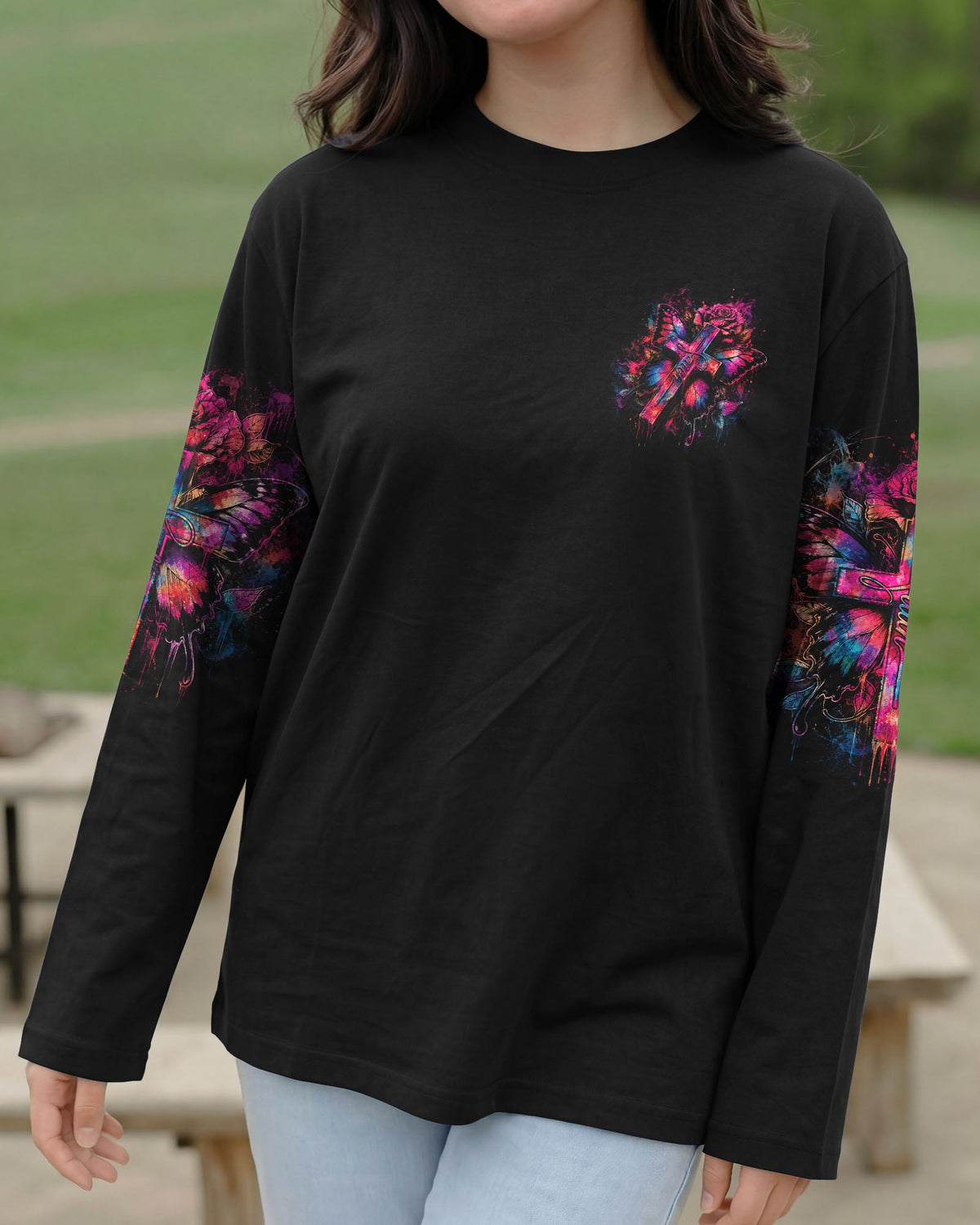 Faith Butterfly Rose Cross Women's All Over Print  - Tlhg0805263