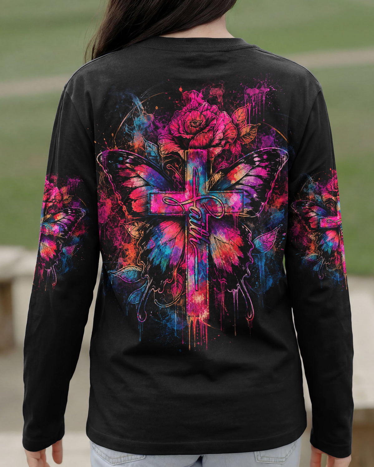 Faith Butterfly Rose Cross Women's All Over Print  - Tlhg0805263