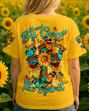 Blessed By God Cross Sunflower Women's All Over Print Shirt - Typq0809253