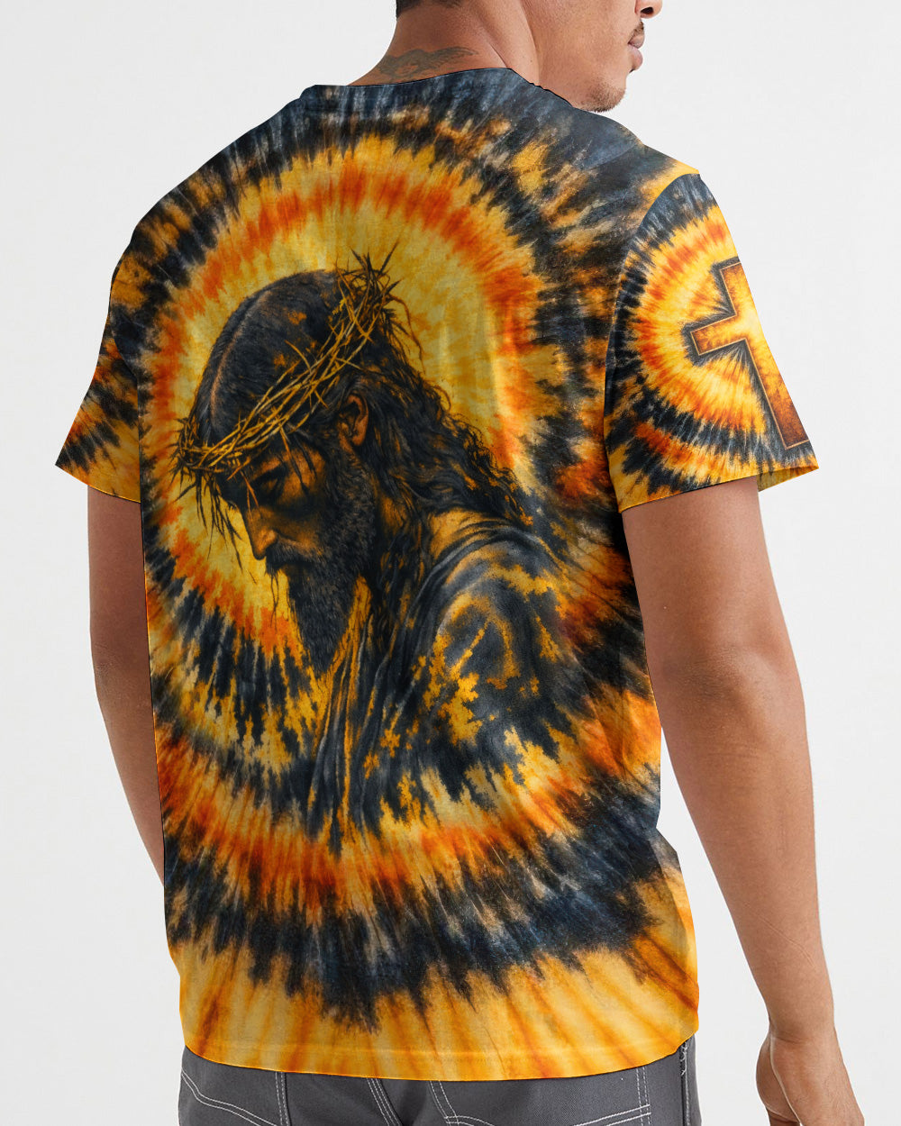 Jesus Halo Of Faith Black & Yellow Swirl  Men's All Over Print Shirt  - Tltw0602263