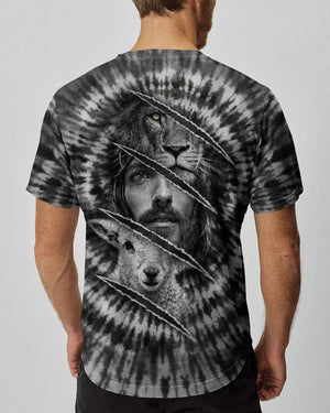 Strength And Sacrifice Lion Lamb Jesus Black & White Swirl  Men's All Over Print Shirt  - Tltw0502263