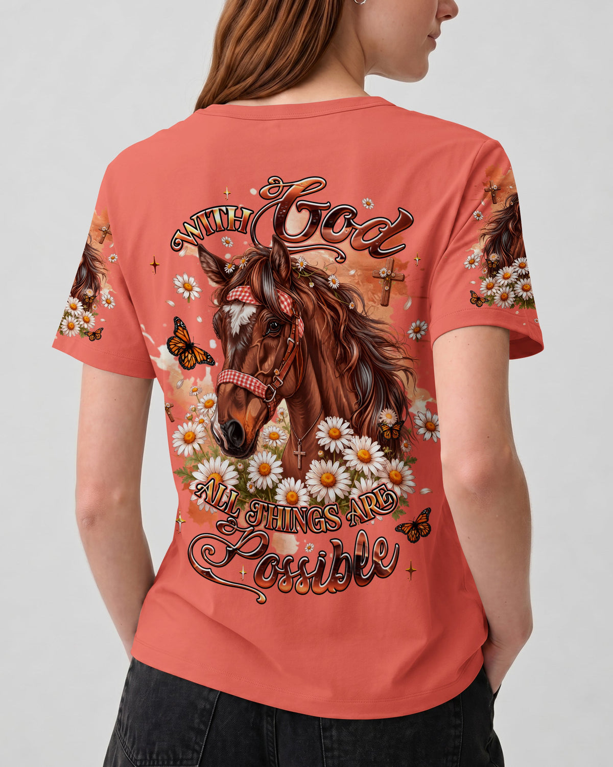 With God All Things Are Possible Horse Women's All Over Print Shirt   - Tlhg0207263