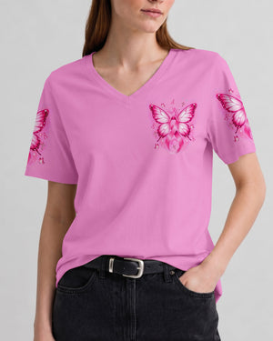 In October We Wear Pink Butterfly Breast Cancer Awareness Women's All Over Print Shirt - Tlnt2107264
