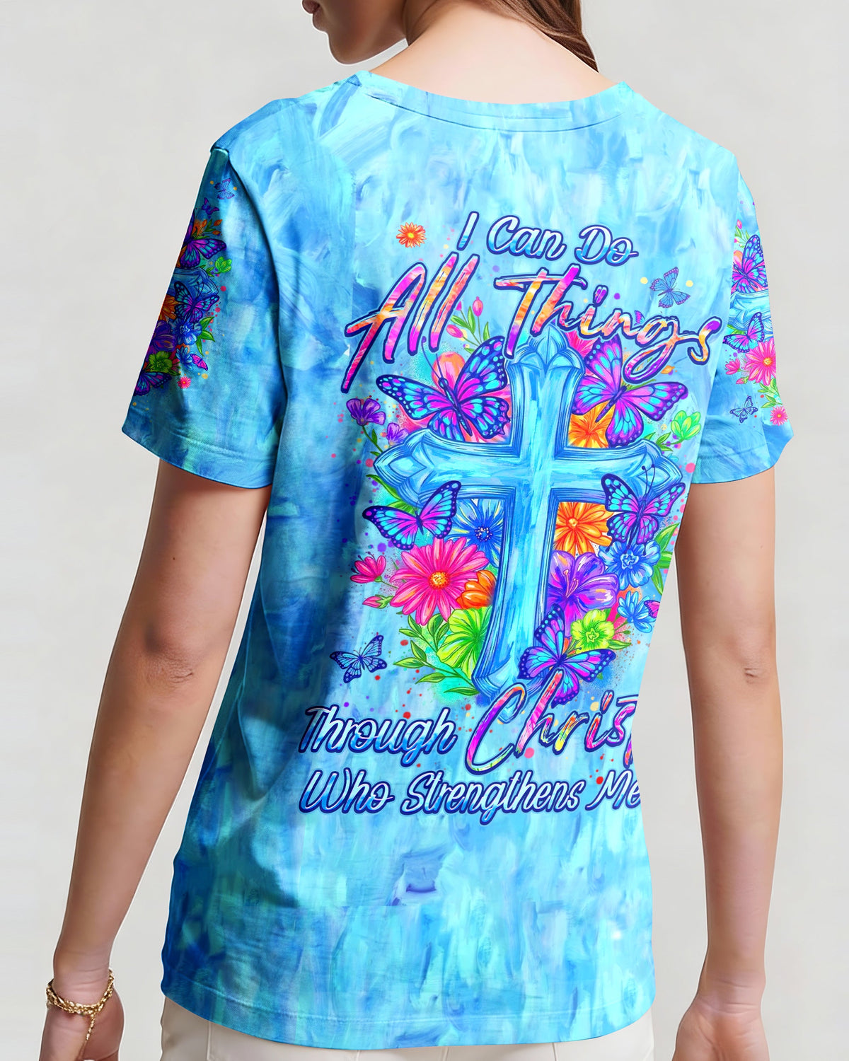 I Can Do All Things Floral Women's All Over Print Shirt  - Tlhn2004262