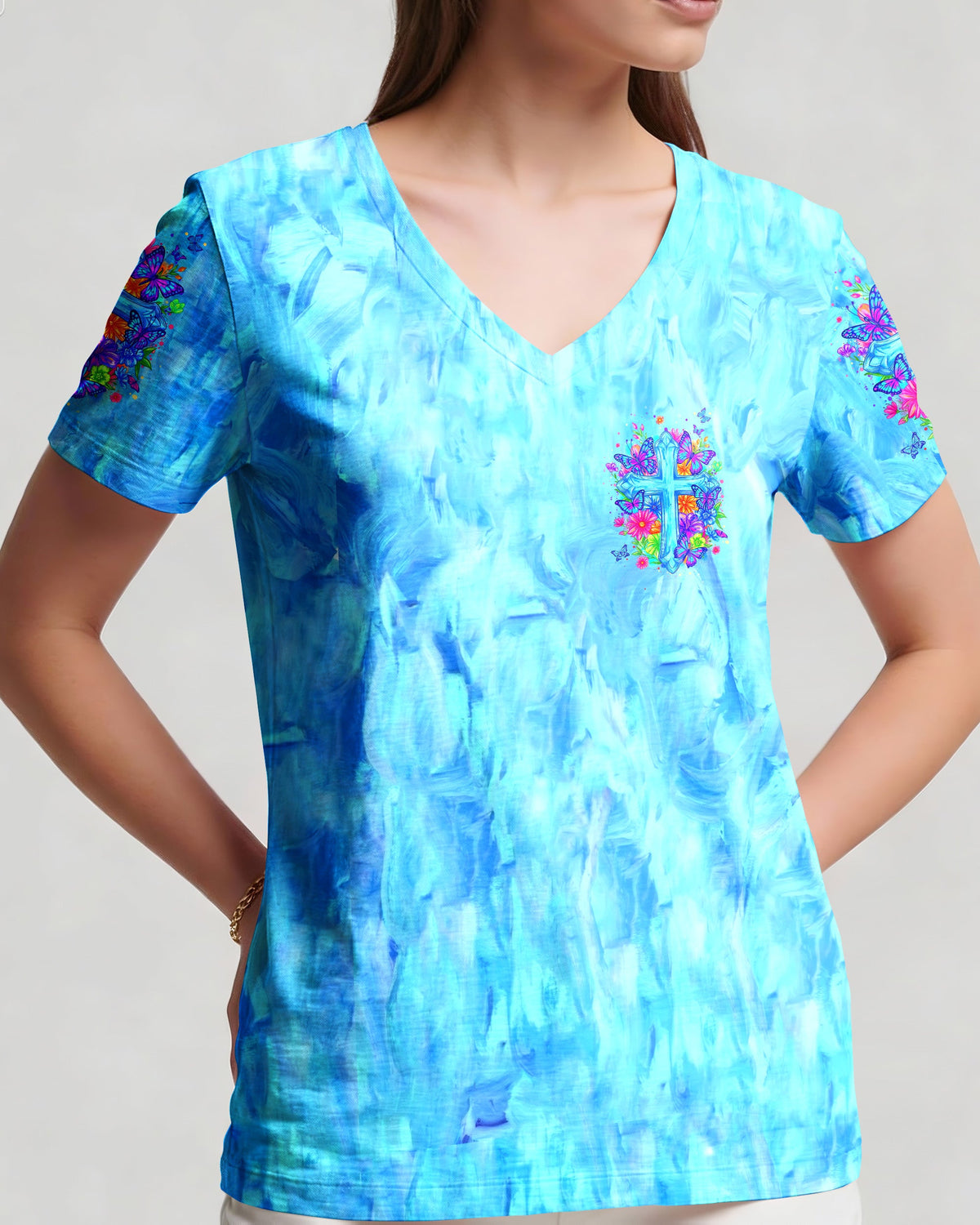 I Can Do All Things Floral Women's All Over Print Shirt  - Tlhn2004262