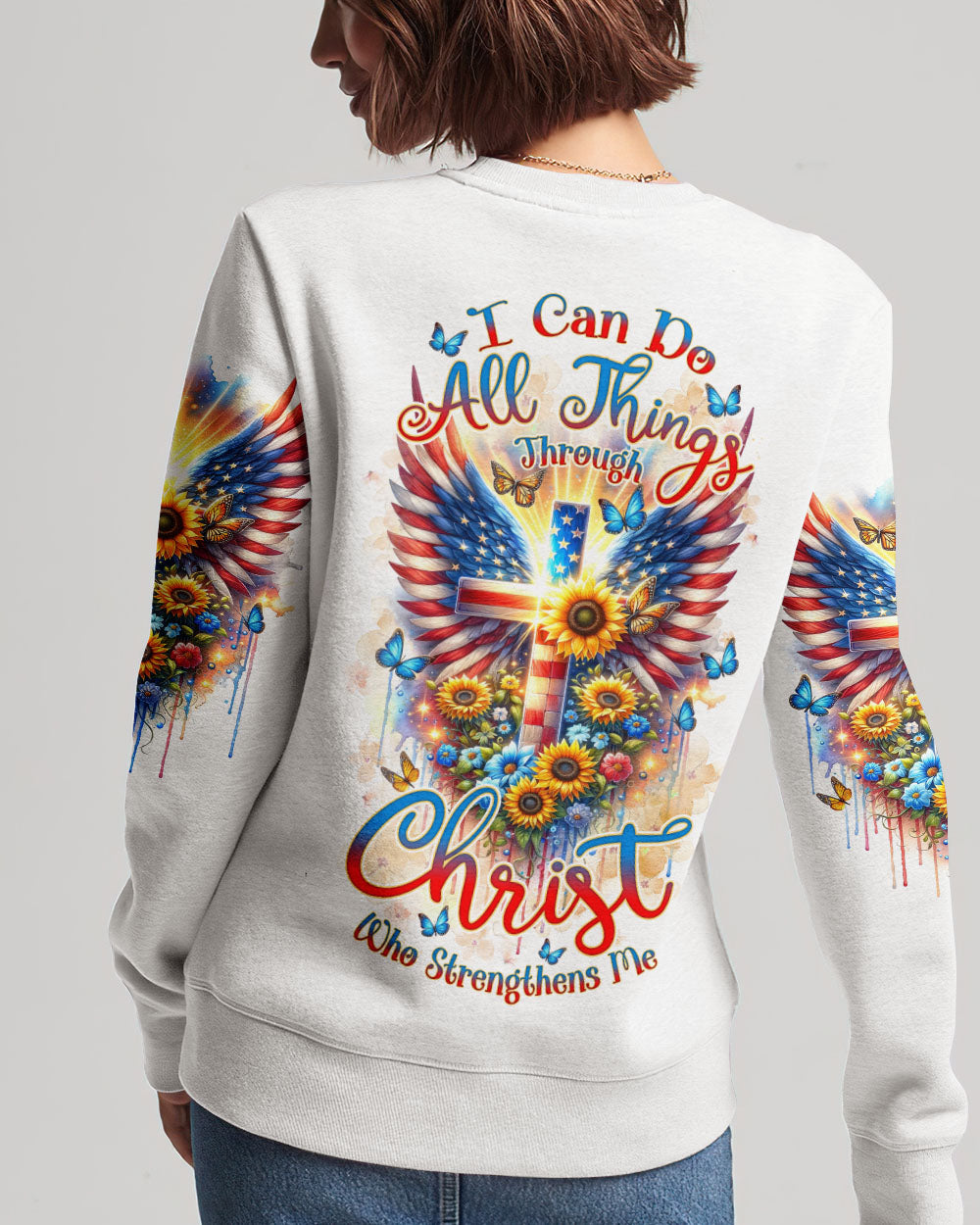 I Can Do All Things Through Christ Wings Sunflower Women's All Over Print Shirt - Tlnz1412234