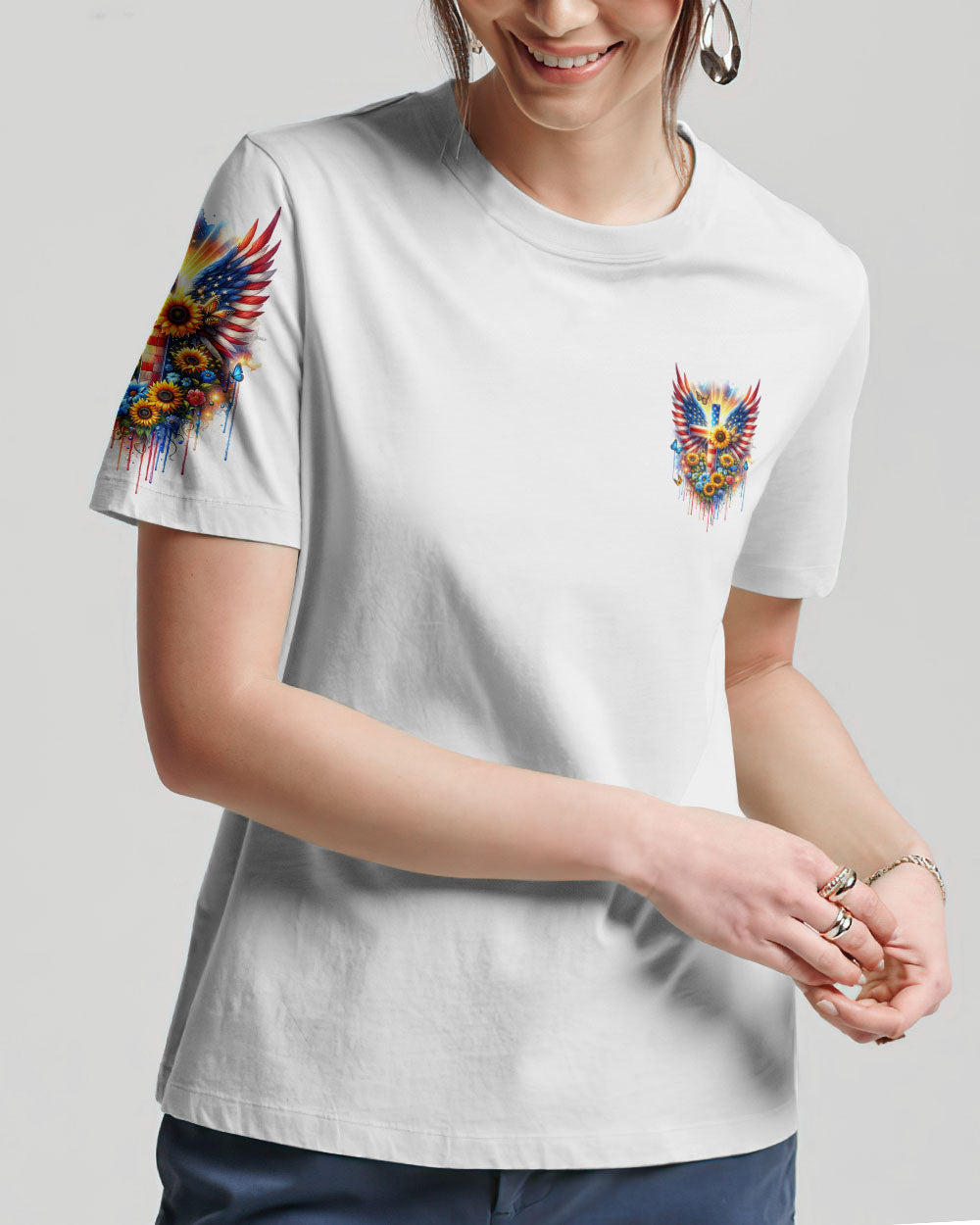 I Can Do All Things Through Christ Wings Sunflower Women's All Over Print Shirt - Tlnz1412234