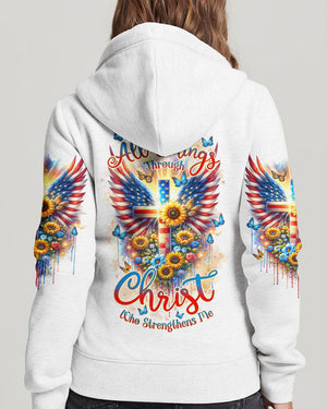 I Can Do All Things Through Christ Wings Sunflower Women's All Over Print Shirt - Tlnz1412234