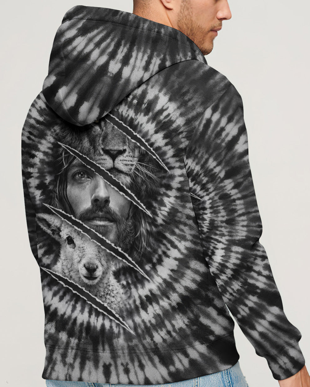Strength And Sacrifice Lion Lamb Jesus Black & White Swirl  Men's All Over Print Shirt  - Tltw0502263