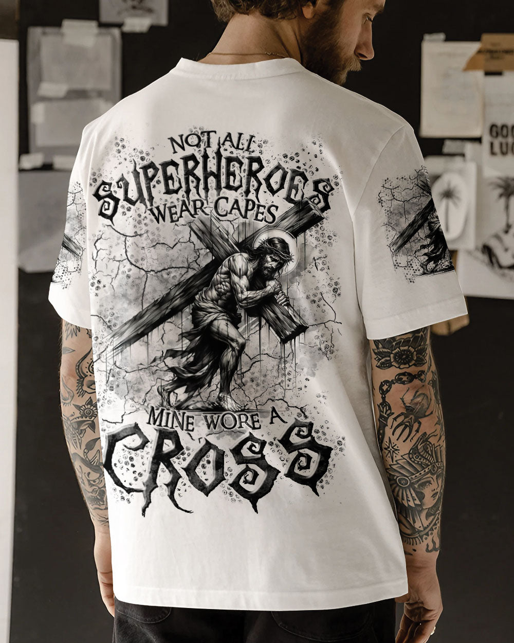 Not All Superheroes Wear Capes Mine Wore A Cross Men's All Over Print Shirt  - Tltr3110241