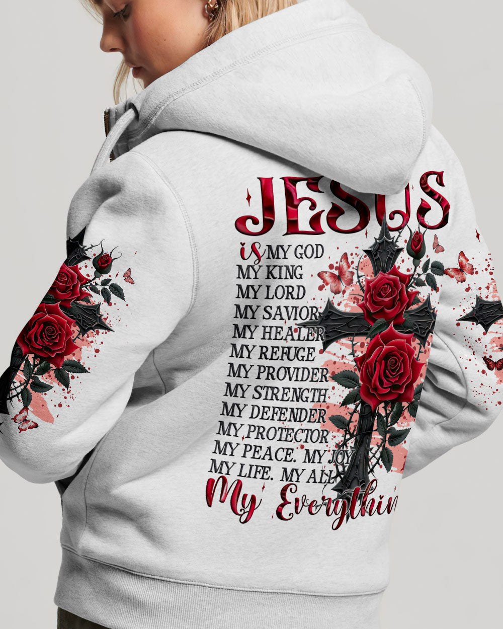 Jesus Is My Everything Cross And Rose Women's All Over Print Shirt -Tyqy2009244
