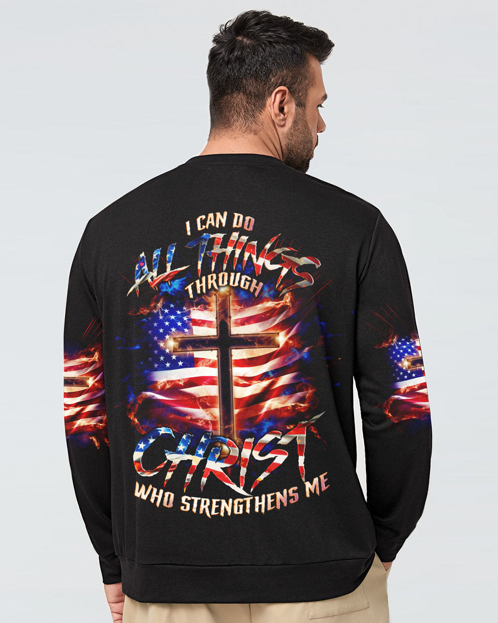 I Can Do All Things Through Christ Cross Flag Men's All Over Print Shirt - Tlno0801243