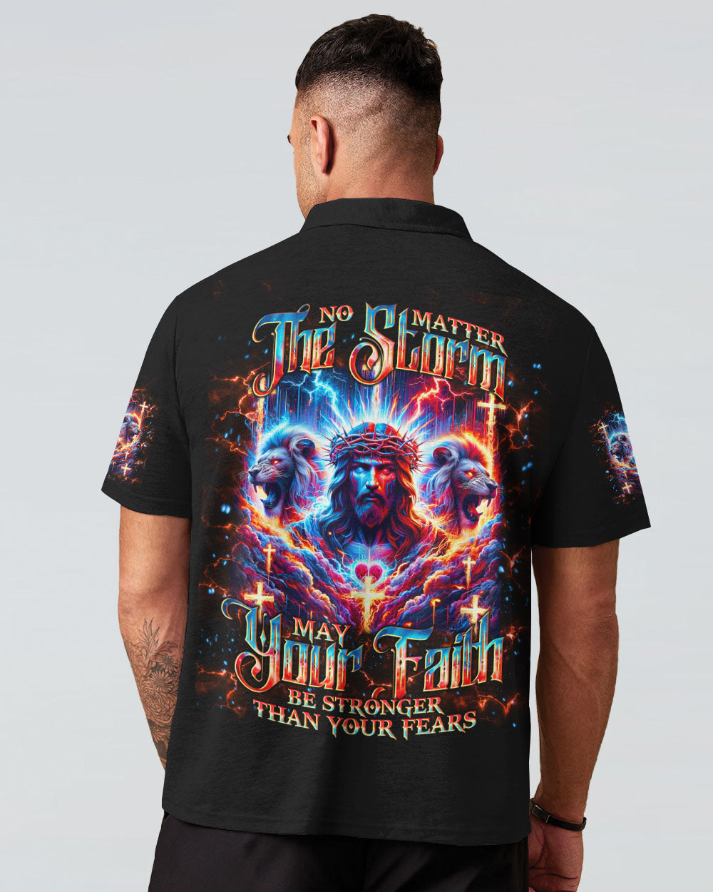 No Matter The Storm Jesus Lion Men's All Over Print Shirt - Tlno1406242