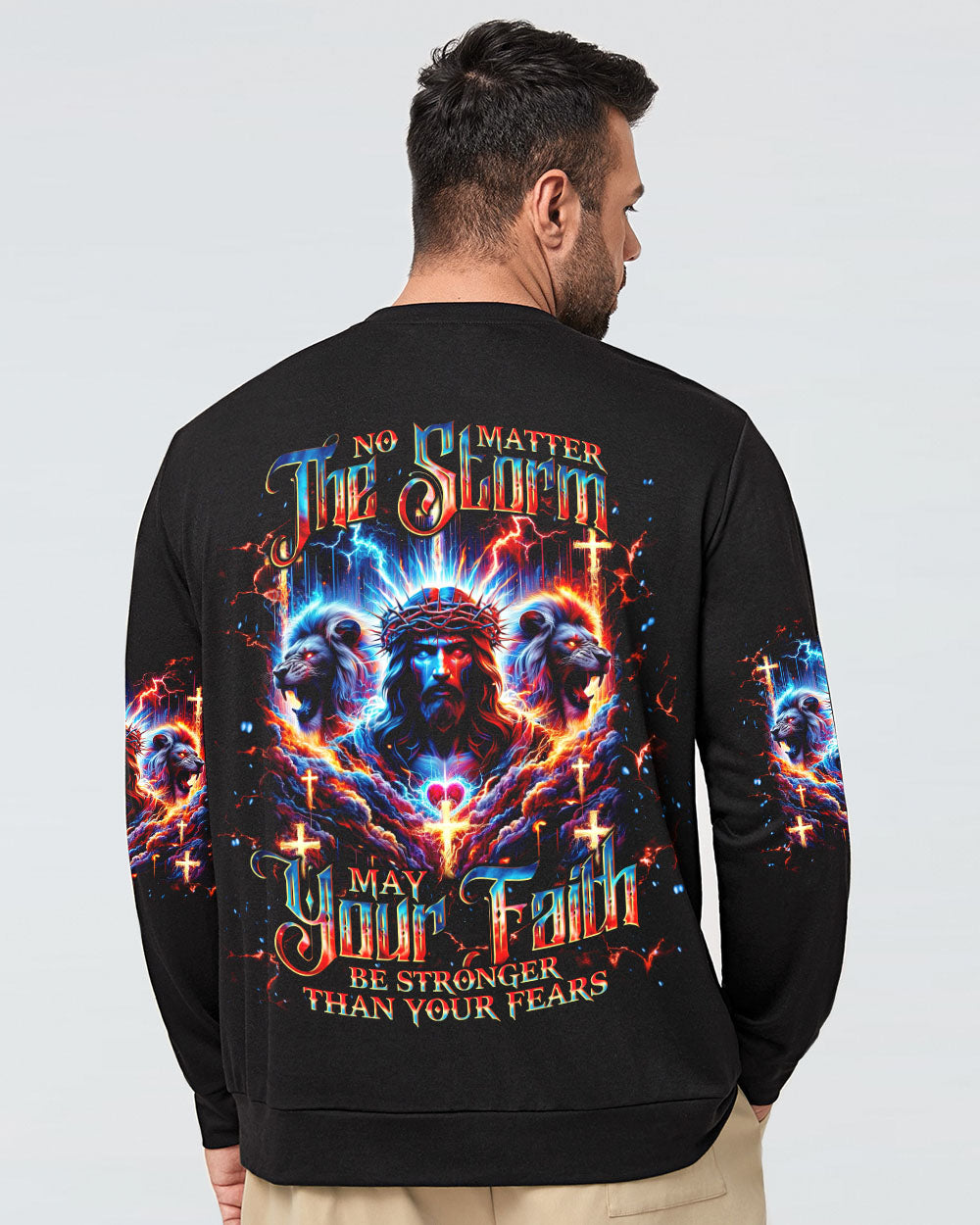 No Matter The Storm Jesus Lion Men's All Over Print Shirt - Tlno1406242