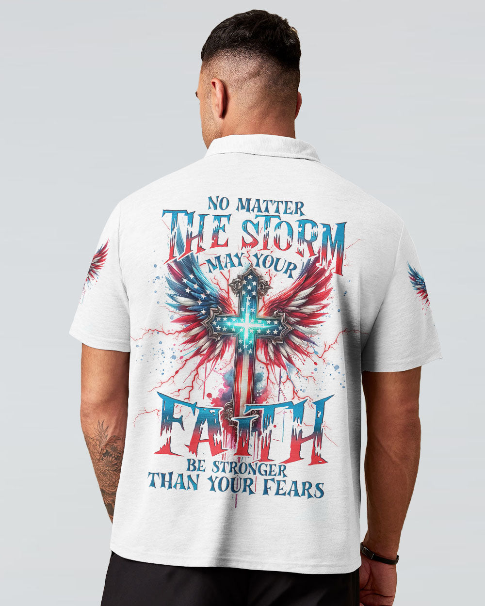 No Matter The Storm Cross Wings Men's All Over Print Shirt - Tlno1601243