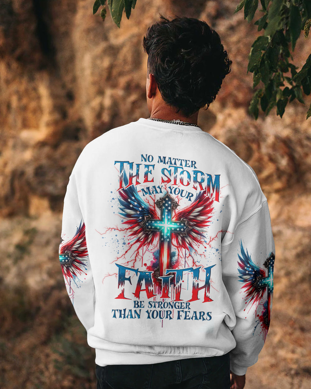 No Matter The Storm Cross Wings Men's All Over Print Shirt - Tlno1601243