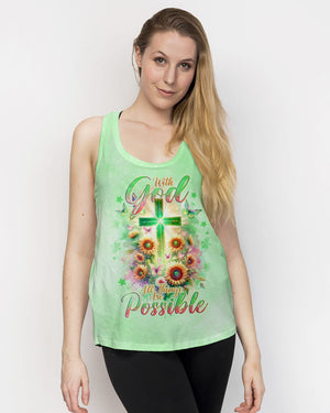 With God All Things Are Possible Sunflower Cross Women's All Over Print Shirt - Tlno2511232