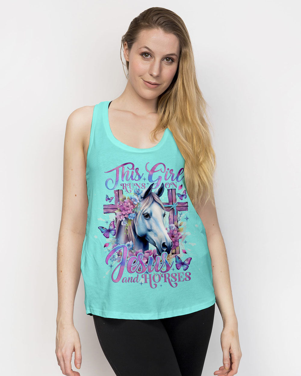 Runs On Jesus And Horses Women's All Over Print Shirt - Tlno2612234