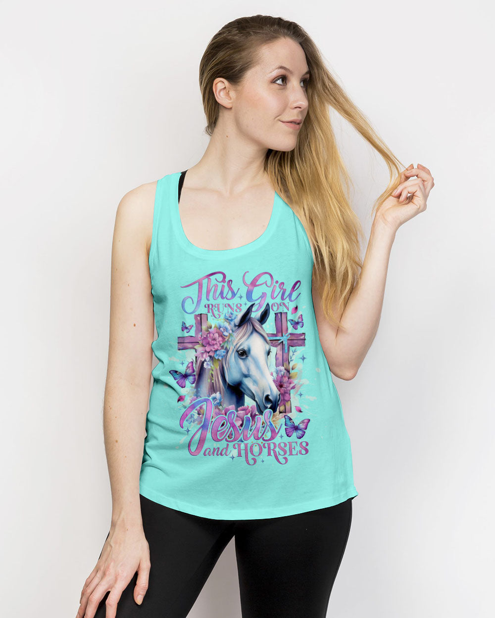 Runs On Jesus And Horses Women's All Over Print Shirt - Tlno2612234