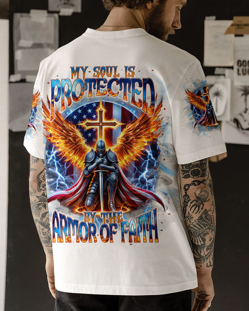 My Soul Is Protected By The Armor Of Faith Warrior Men's All Over Print Shirt - Tlnt1012241